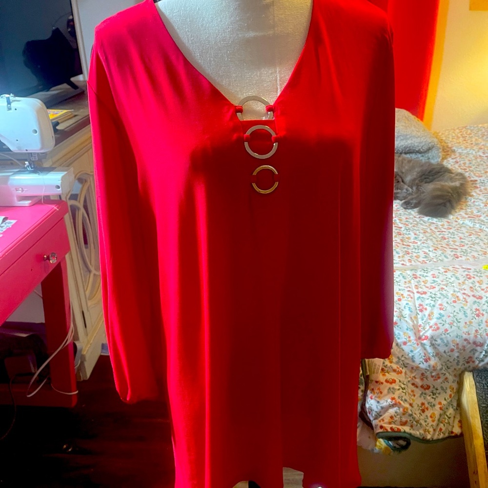 Women’s red long tunic XL